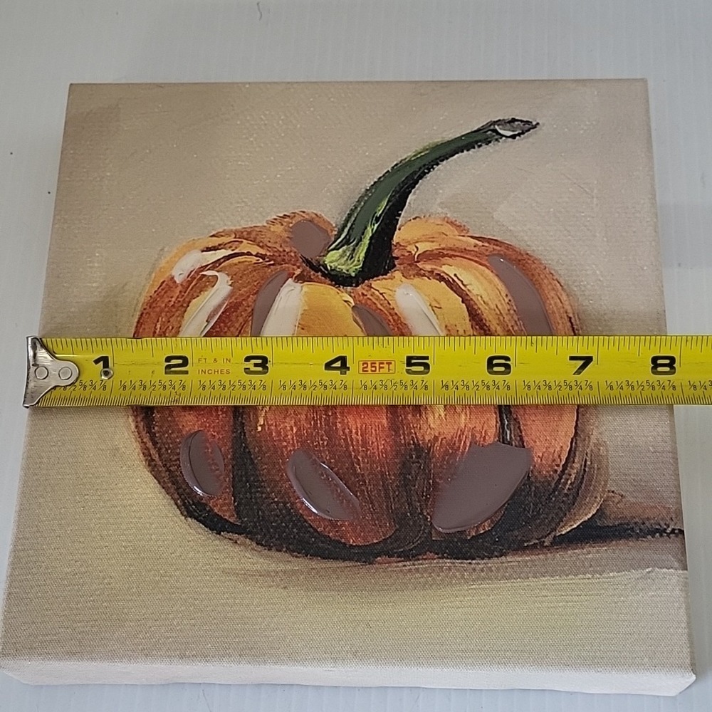 Kirklands Fall Pumpkin Print Canvas 8"X8" - Picture 3 of 4